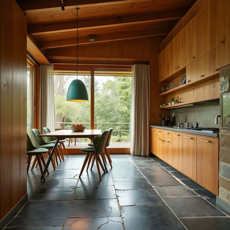 example of a black floor in a kitchen