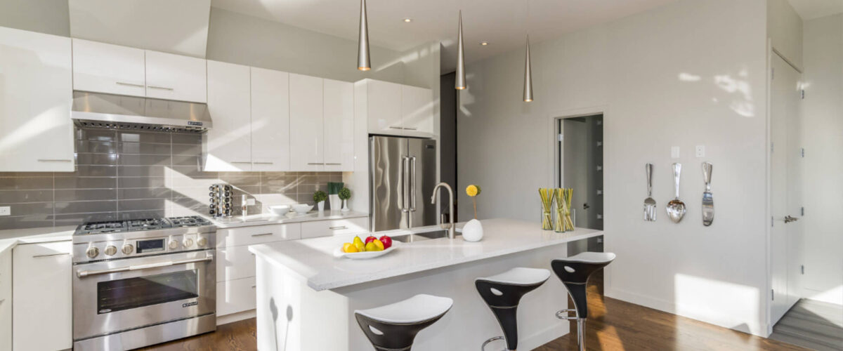 modern minimalist black and white kitchen