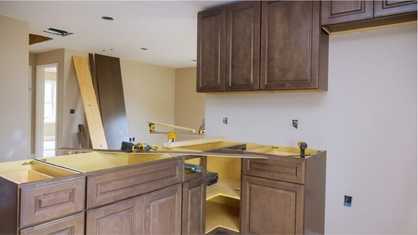 brown wooden custom kitchen cabinets