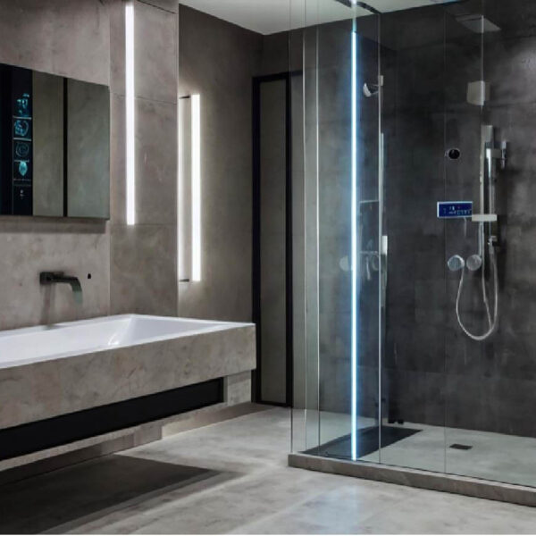 bathroom with digital shower and basin