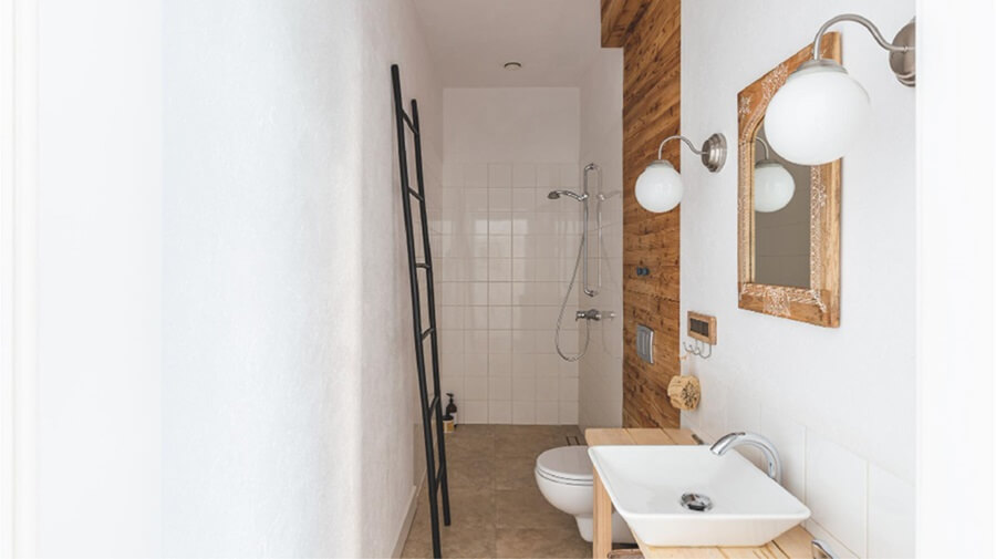 white marble and wood texture small bathroom