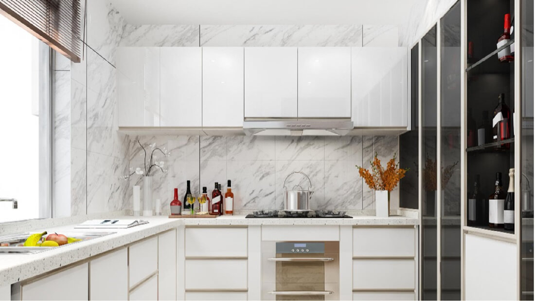 tiles reaching the roof in kitchen