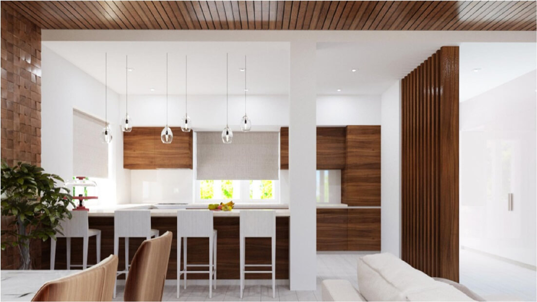 ribbed wood designed kitchen