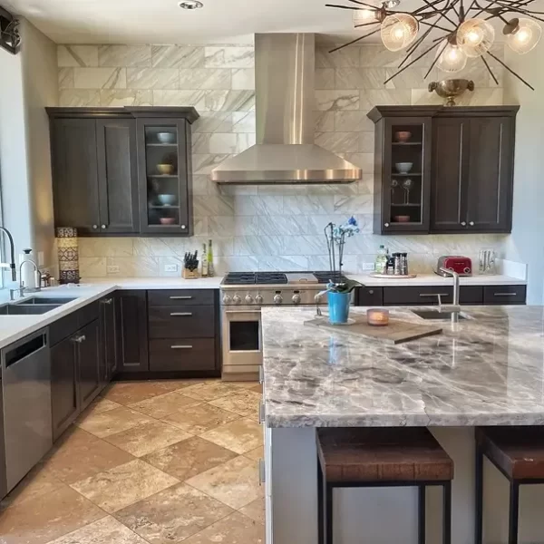 gray patterned marble countertop