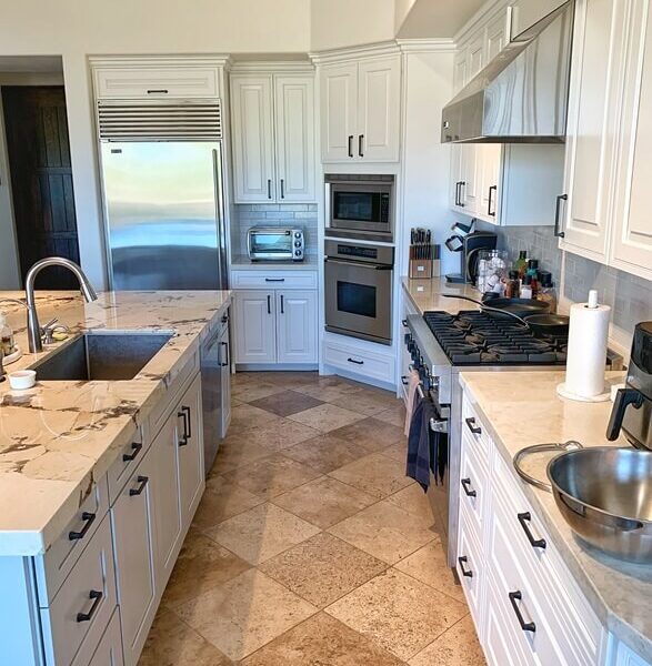 sink cooking area and floor view