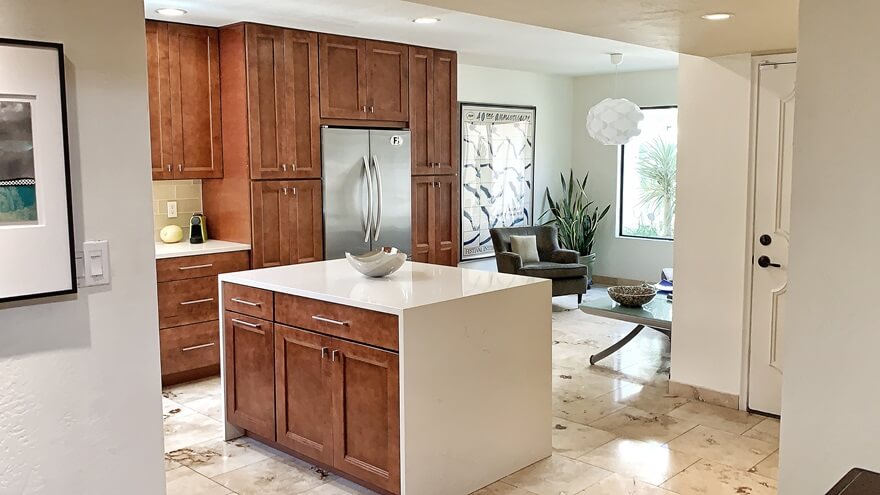 tiled floor in desert Contemporary Kitchen