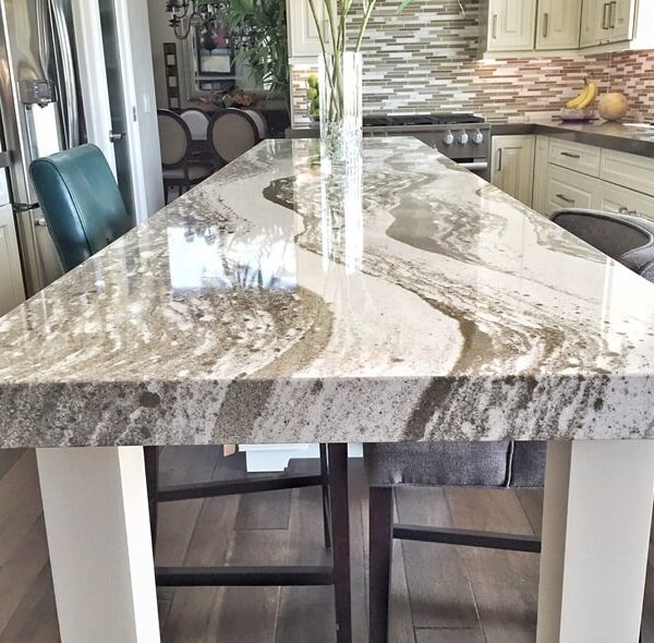 Marble Island in Transitional Kitchen